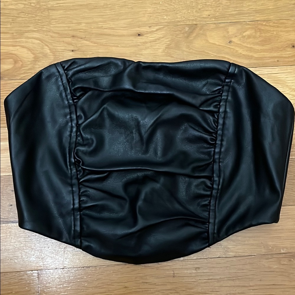 Elegant Black Leather Women's Corset